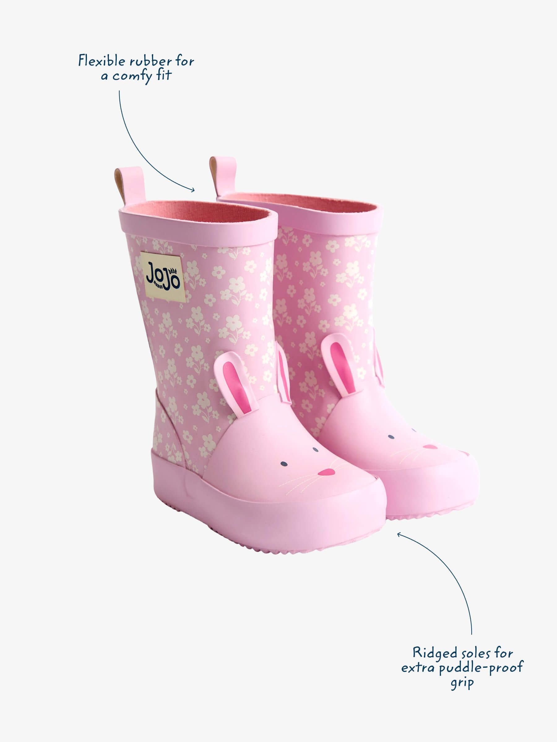 JoJo Maman Bébé Pink Bunny Floral Wellies image 3