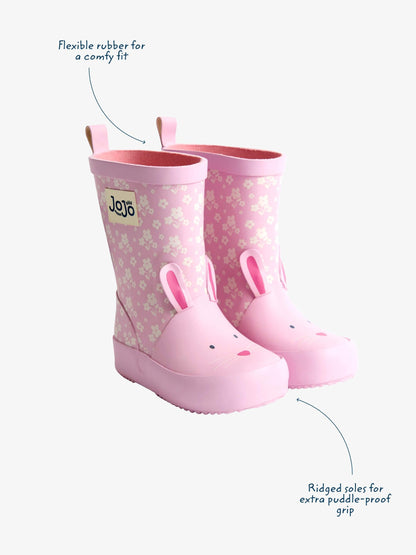 JoJo Maman Bébé Pink Bunny Floral Wellies image 3