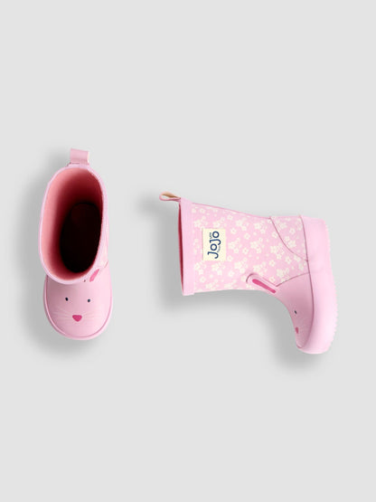 JoJo Maman Bébé Pink Bunny Floral Wellies image 5