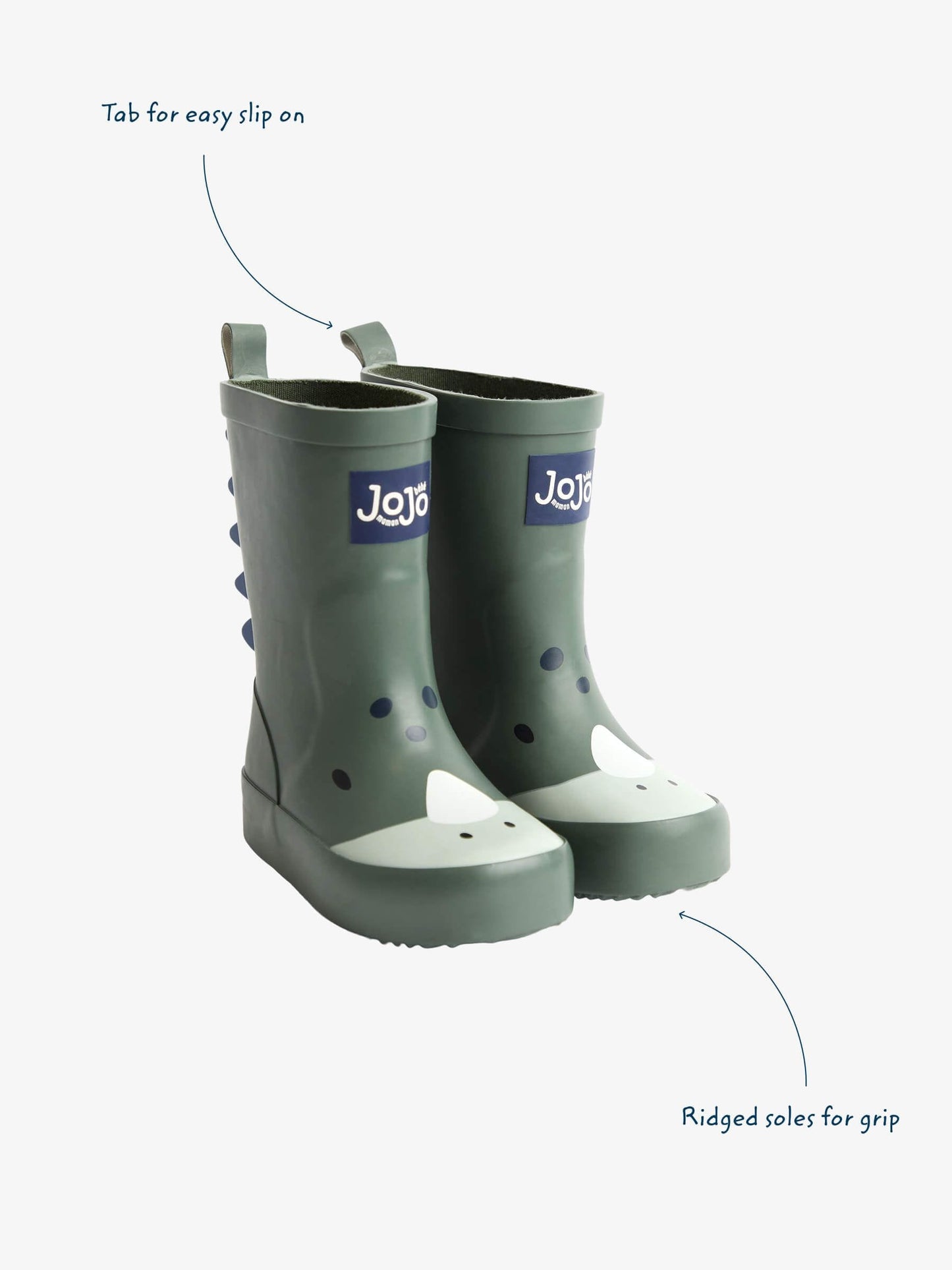 JoJo Maman Bébé Khaki Green Dino Character Wellies image 3