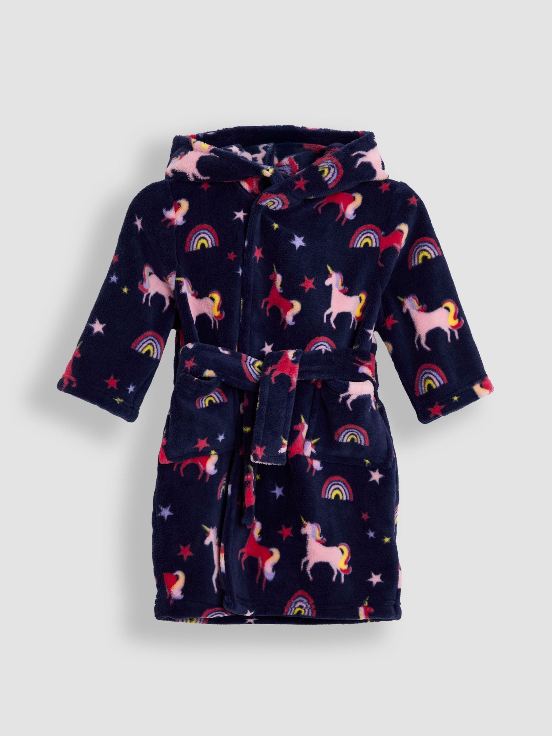 JoJo Maman Bébé Navy Unicorn Dressing Gown image 1