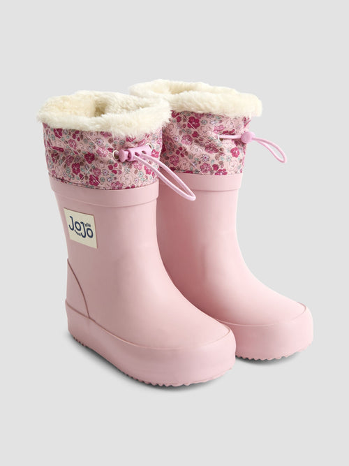 JoJo Maman Bébé Pale Pink Drawstring Cosy Lined Wellies image 1