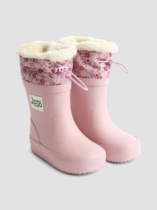 JoJo Maman Bébé Pale Pink Drawstring Cosy Lined Wellies image 1