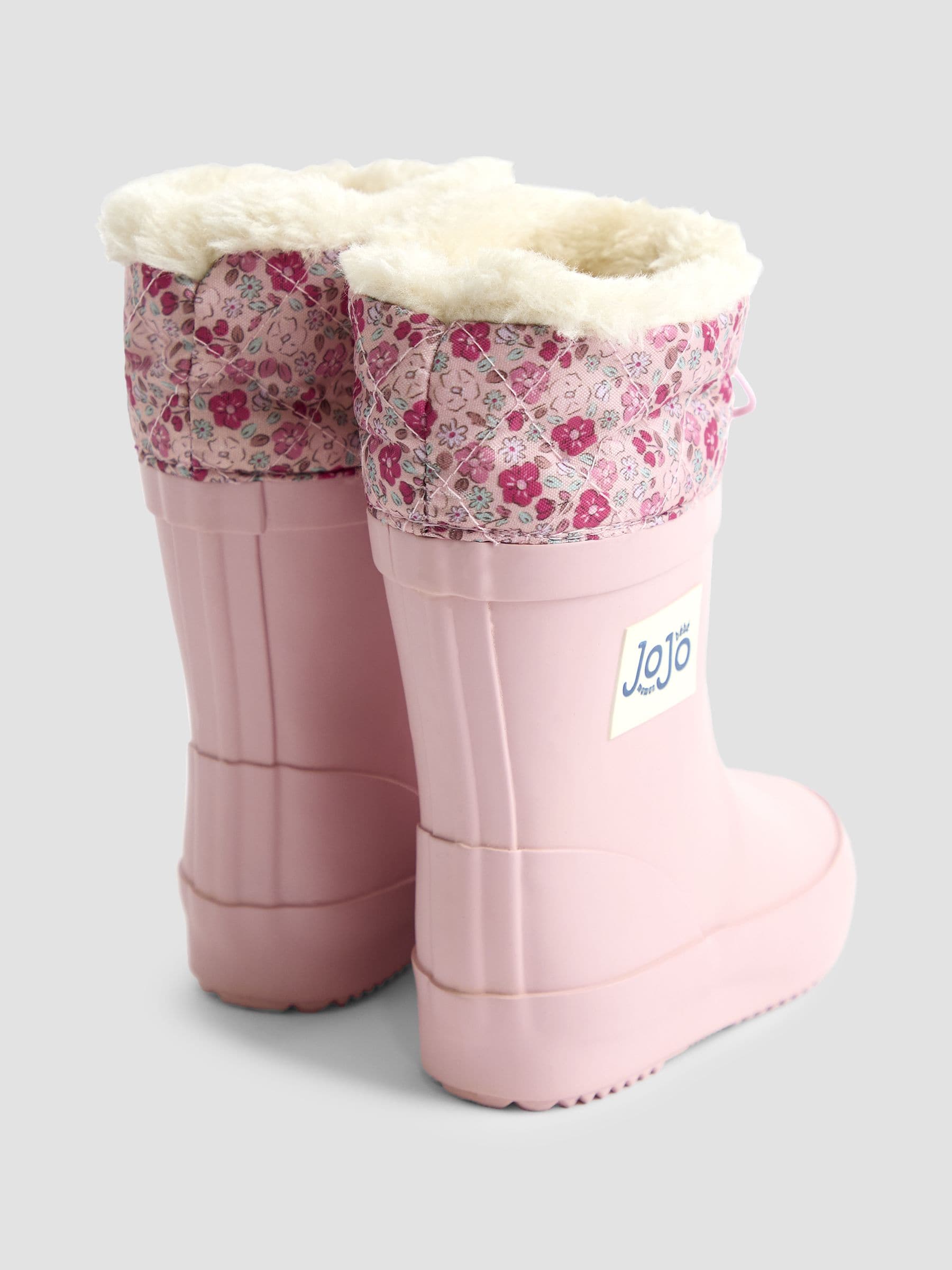 JoJo Maman Bébé Pale Pink Drawstring Cosy Lined Wellies image 2