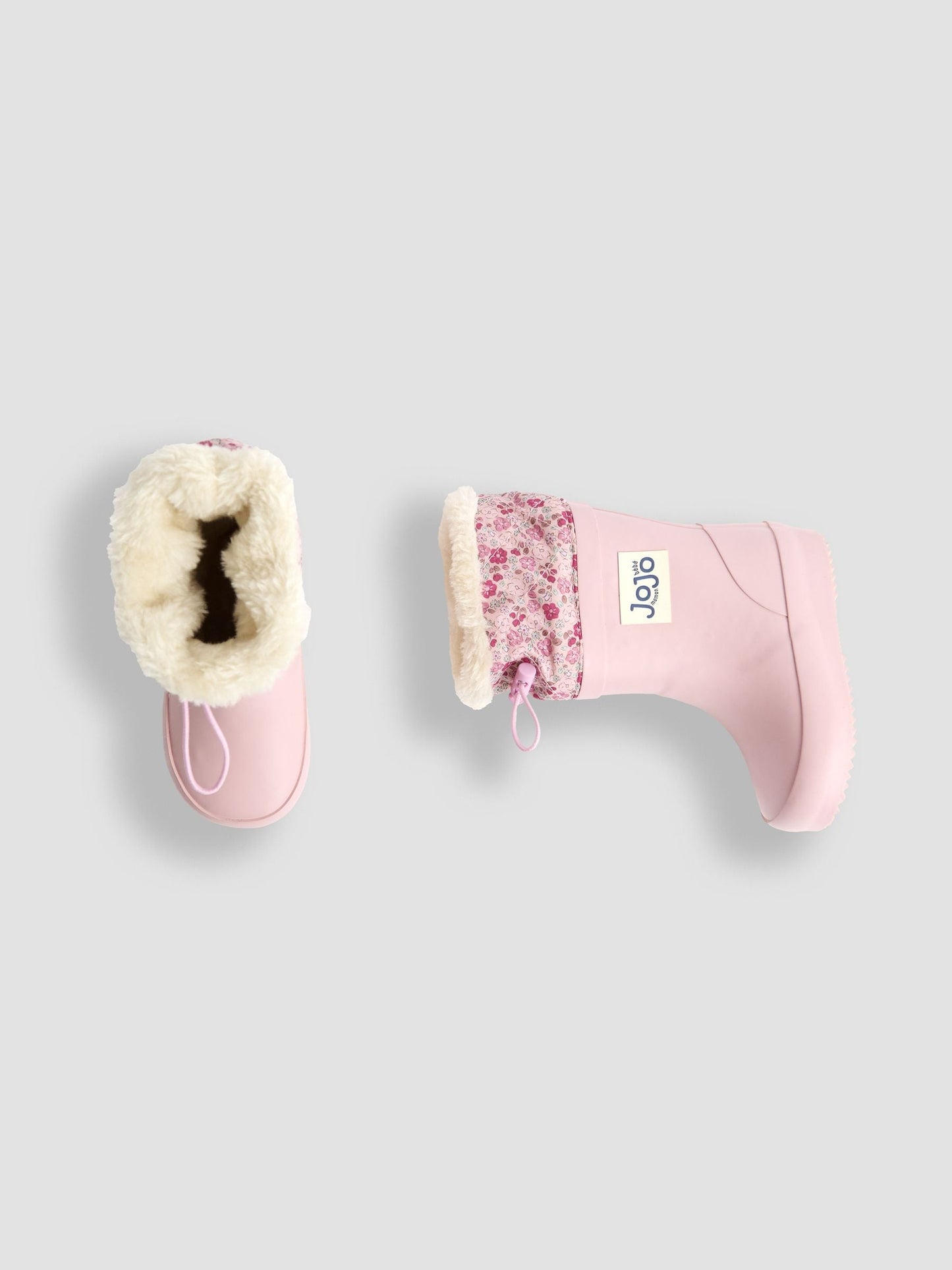 JoJo Maman Bébé Pale Pink Drawstring Cosy Lined Wellies image 5