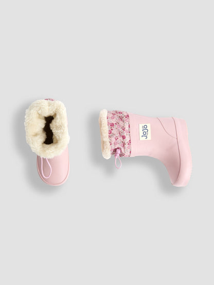 JoJo Maman Bébé Pale Pink Drawstring Cosy Lined Wellies image 5