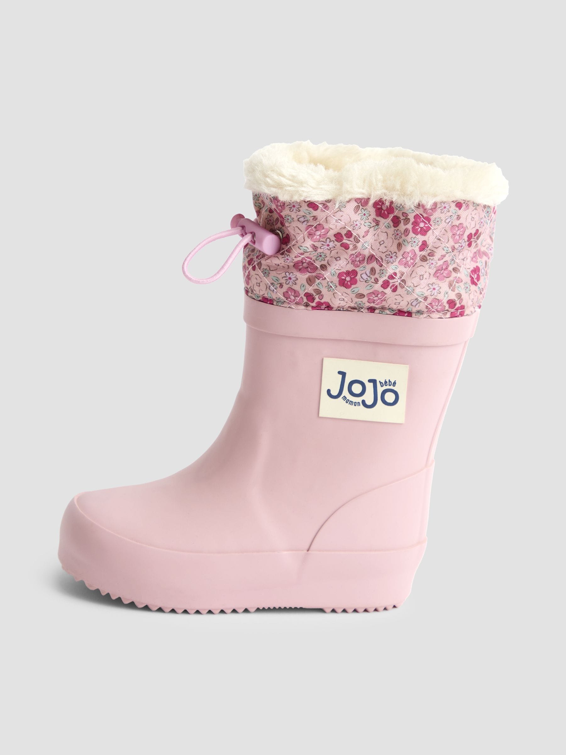 JoJo Maman Bébé Pale Pink Drawstring Cosy Lined Wellies image 6