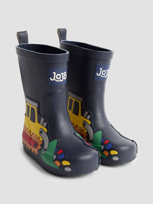 JoJo Maman Bébé Navy Digger Plain Wellies image 1