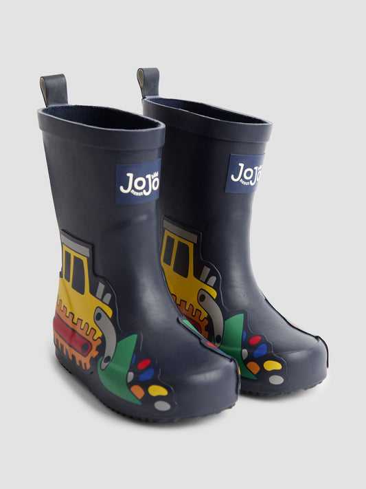 JoJo Maman Bébé Navy Digger Plain Wellies image 1