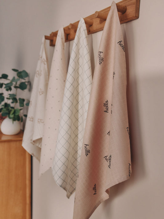 Natural Hello World Baby Muslin Cloths 4 Pack image 1