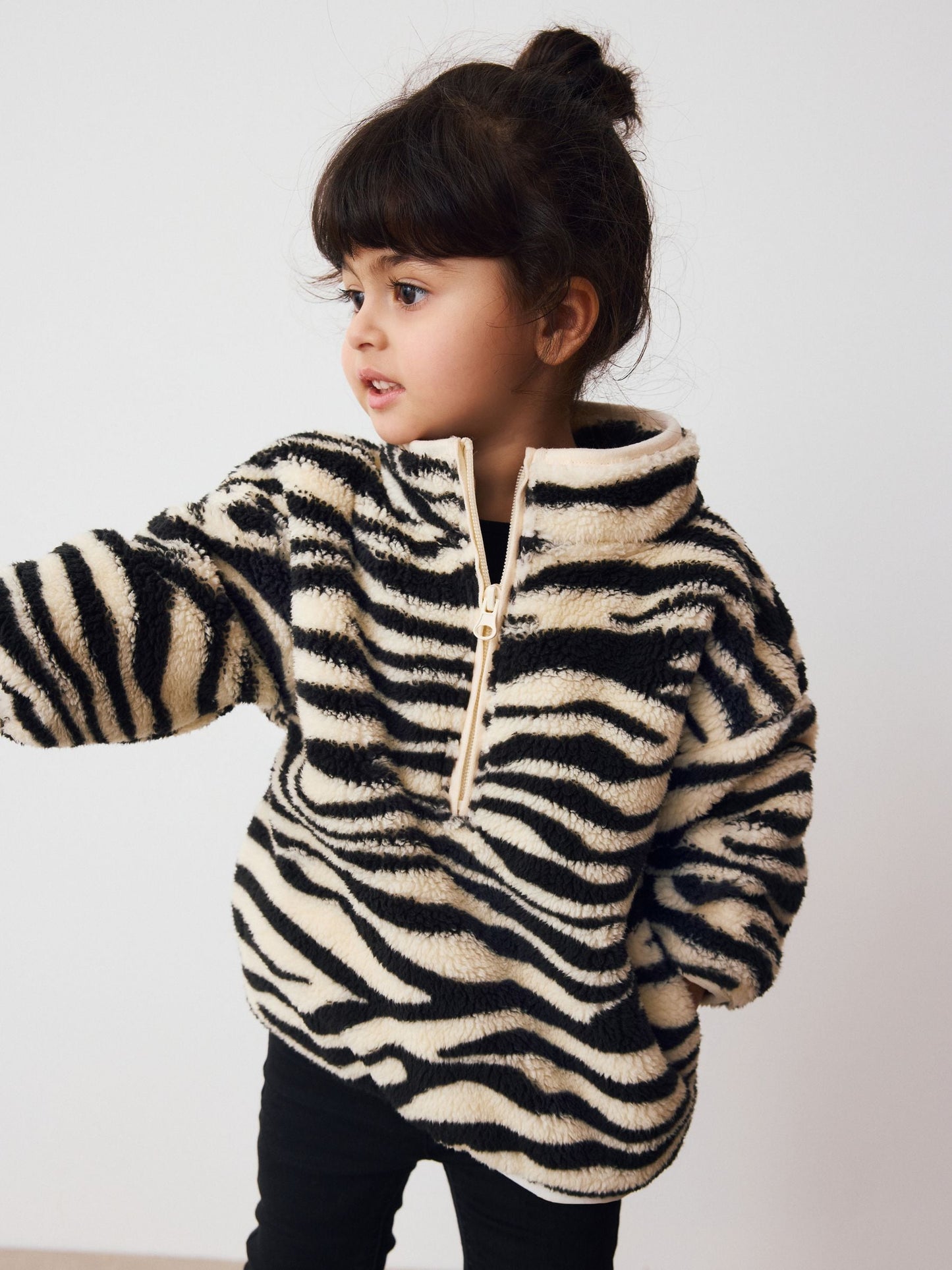 Black/White Zebra Print Half Zip Fleece (3mths-7yrs)