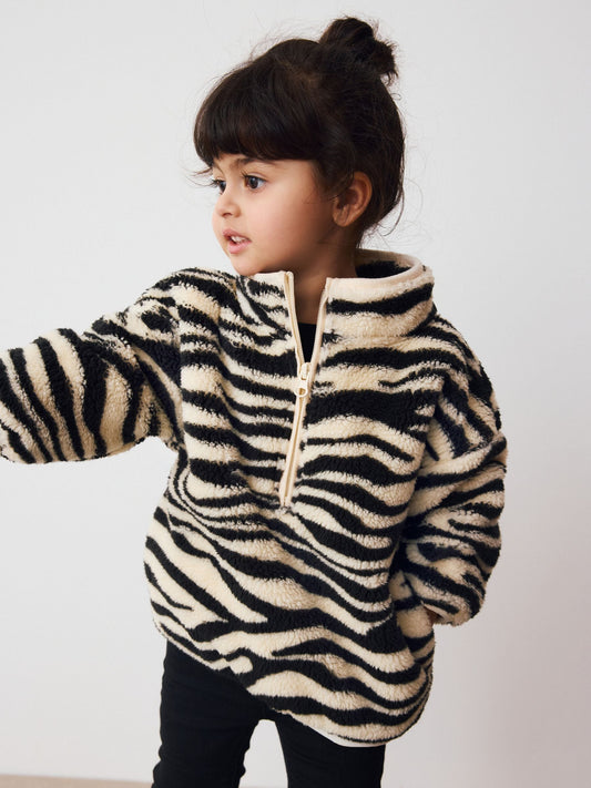 Black/White Zebra Print Half Zip Fleece (3mths-7yrs)