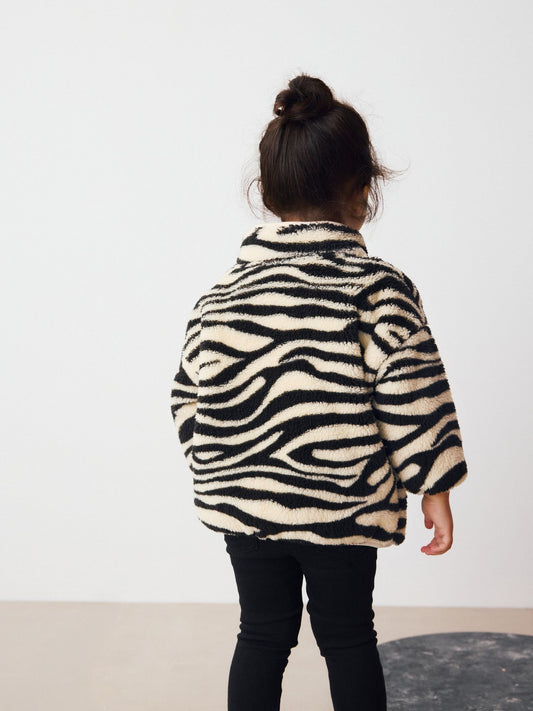 Black/White Zebra Print Half Zip Fleece (3mths-7yrs)