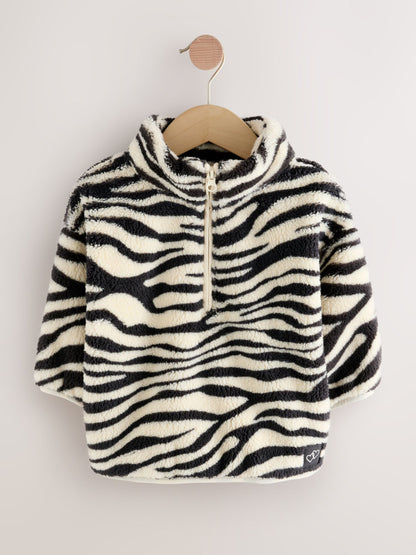 Black/White Zebra Print Half Zip Fleece (3mths-7yrs)