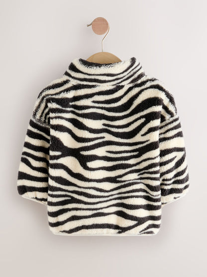 Black/White Zebra Print Half Zip Fleece (3mths-7yrs)