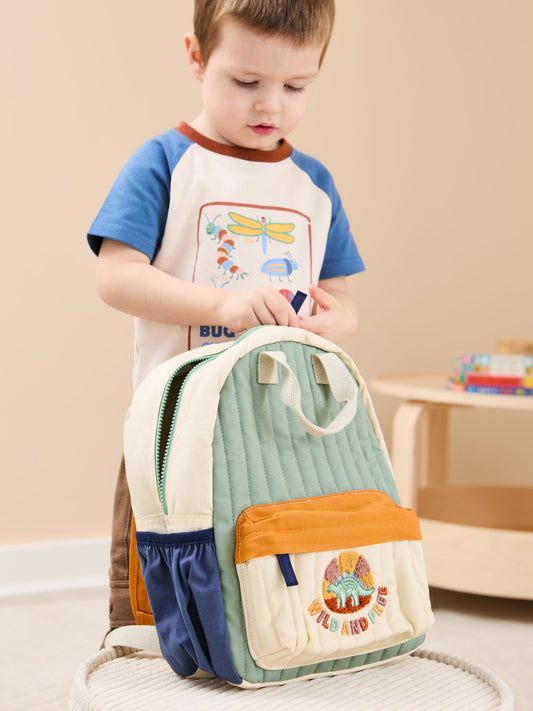 JoJo Maman Bébé Khaki Dino Medium Backpack image 1