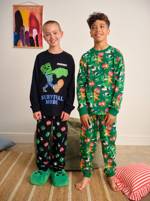 Green/Black Minecraft Jogger Pyjamas 2 Pack (5-16yrs) image 1