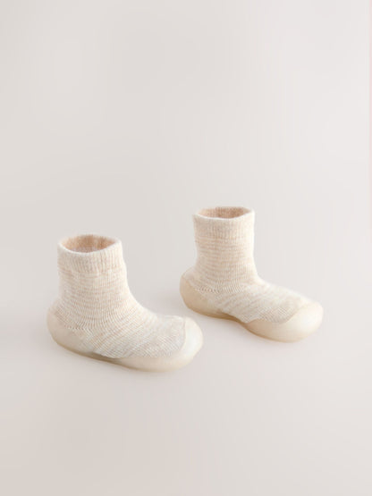 Neutral Stripe Crawler Sock Shoes image 3