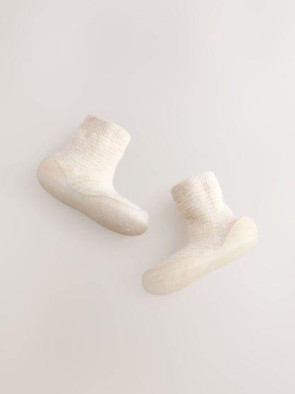 Neutral Stripe Crawler Sock Shoes image 3