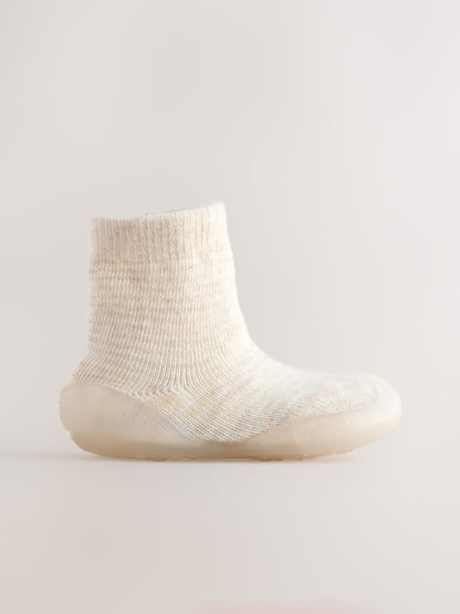 Neutral Stripe Crawler Sock Shoes image 6