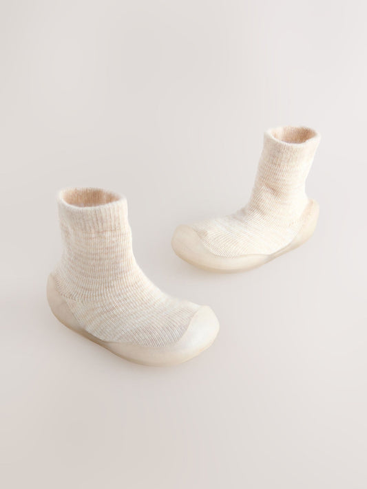 Neutral Stripe Crawler Sock Shoes image 1