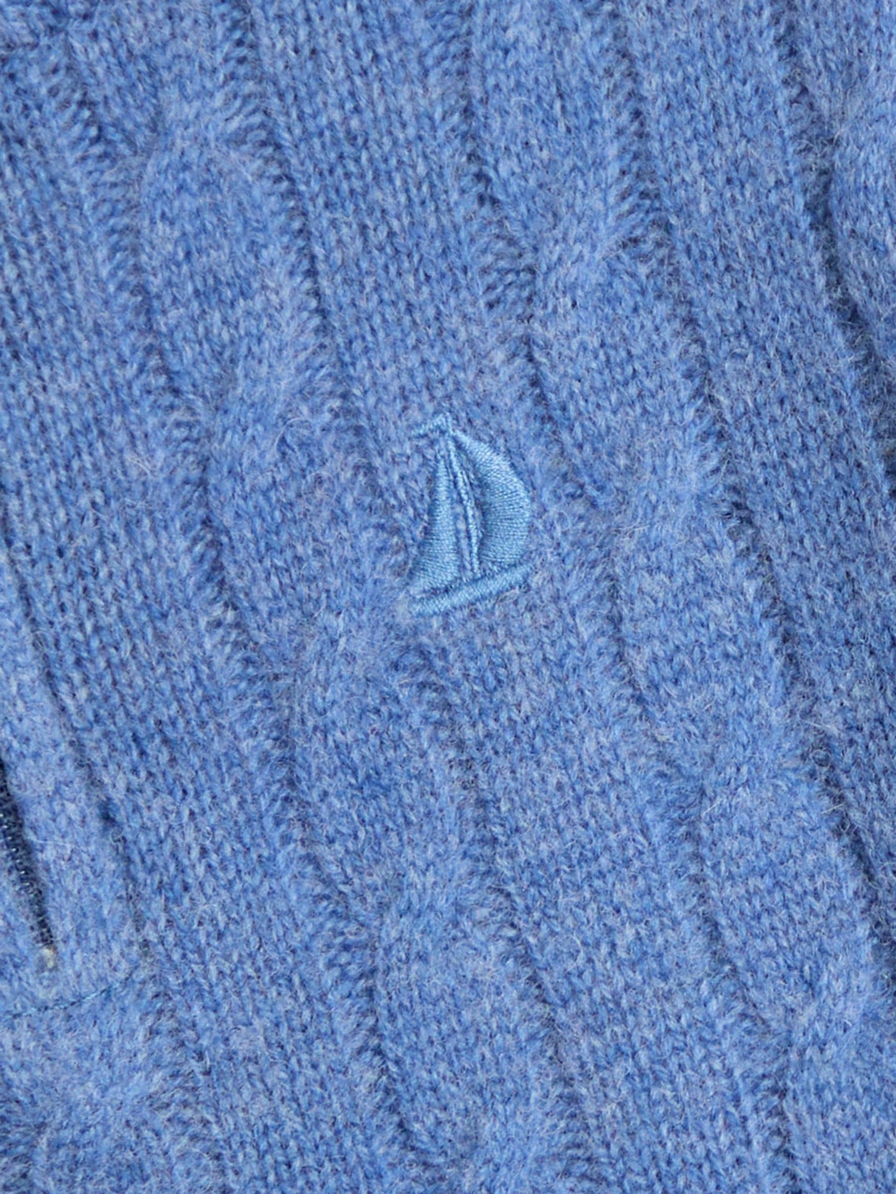 JoJo Maman Bébé Indigo Blue Classic Cable Half Zip Jumper image 3