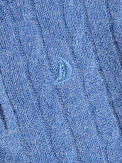 JoJo Maman Bébé Indigo Blue Classic Cable Half Zip Jumper image 3
