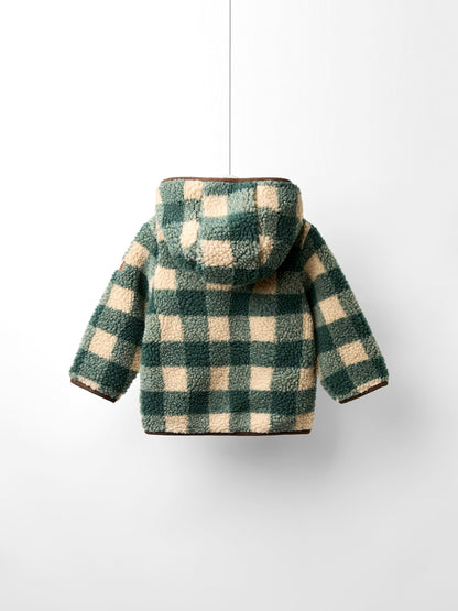 Dsiney Kidz - JoJo Maman Bébé Green Highland Cow Appliqué Half Zip Borg Jacket image 3