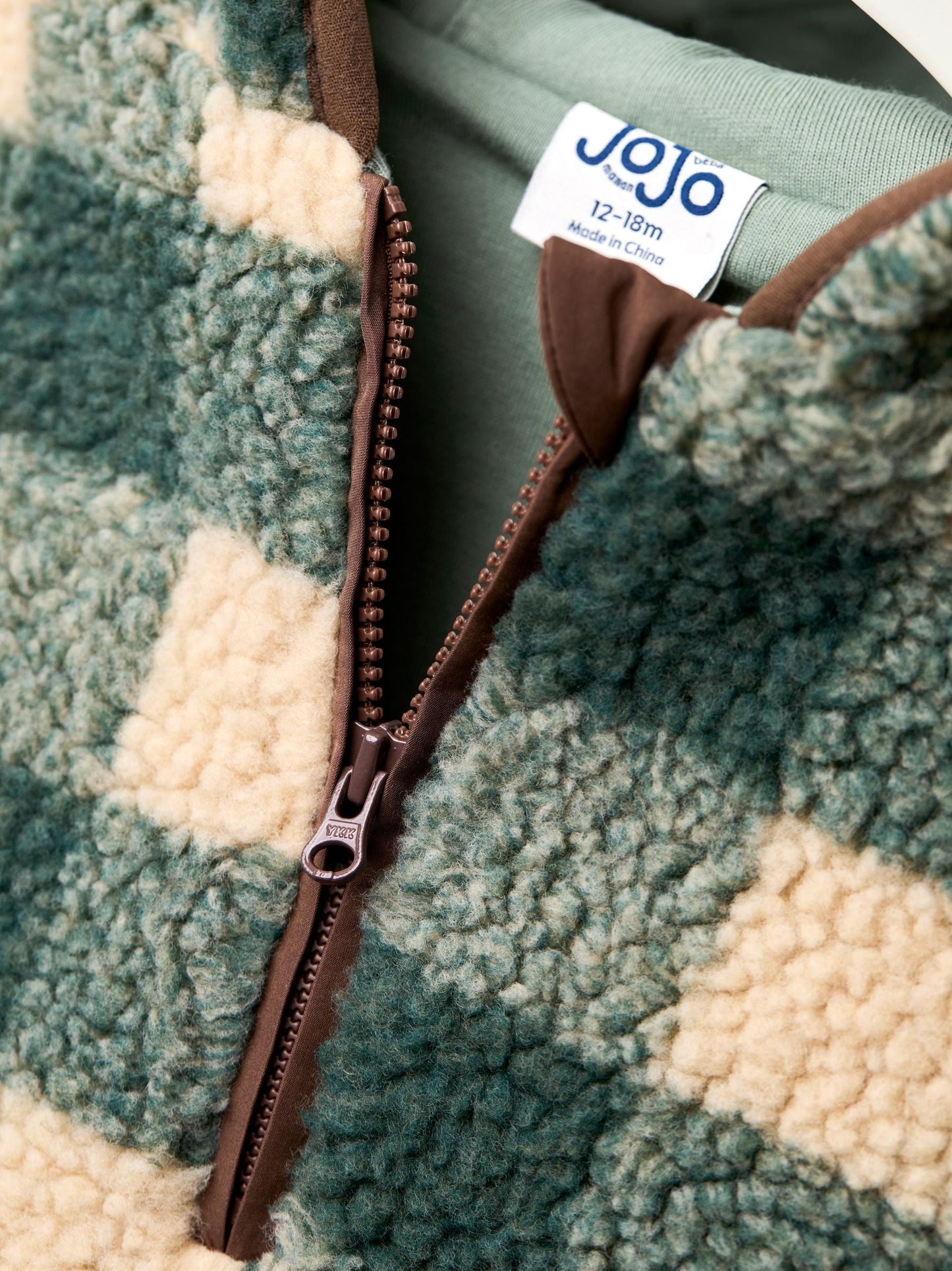 Dsiney Kidz - JoJo Maman Bébé Green Highland Cow Appliqué Half Zip Borg Jacket image 5