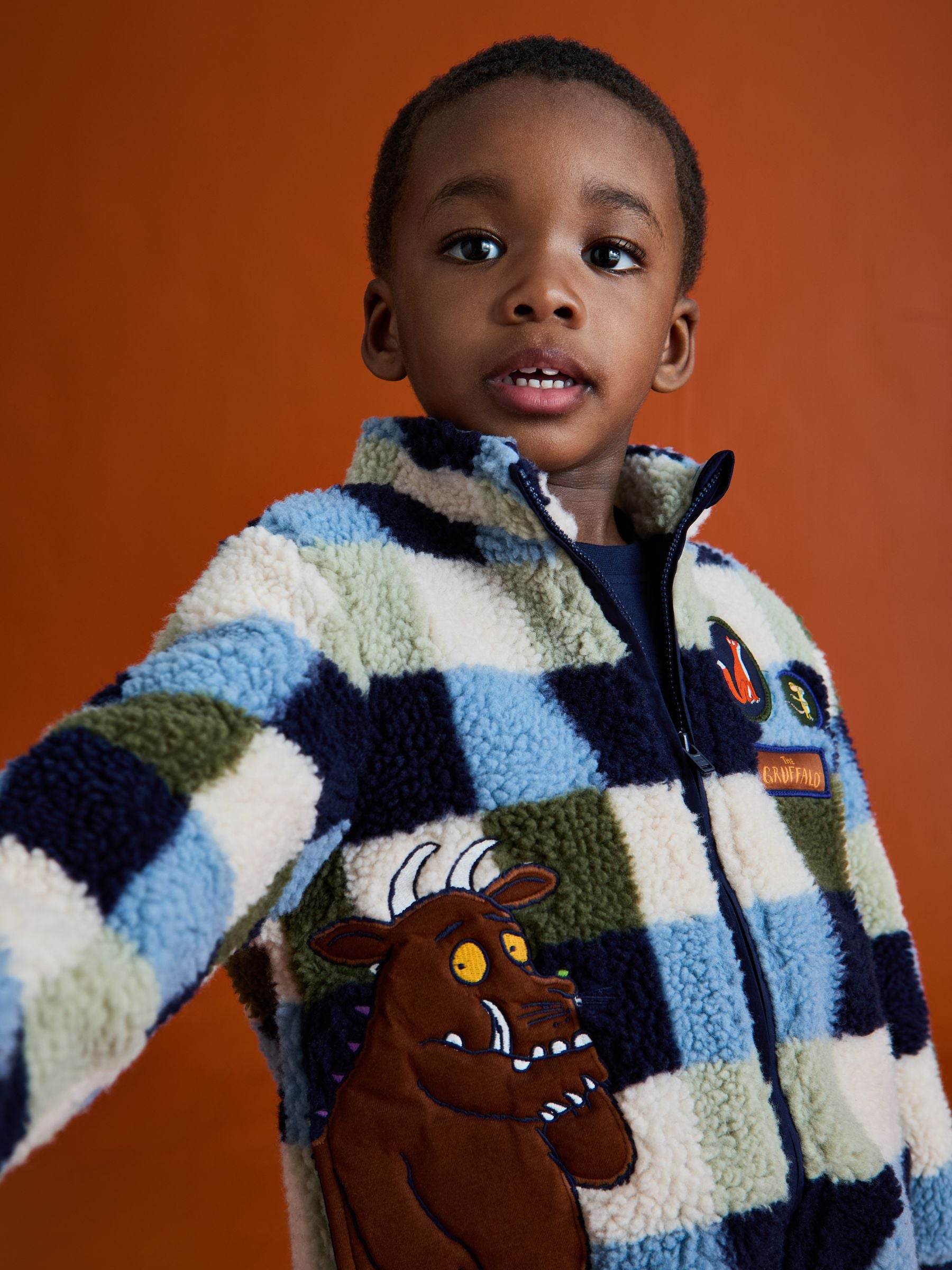 Dsiney Kidz - JoJo Maman Bébé The Gruffalo Blue Appliqué Teddy Fleece Jacket image 1