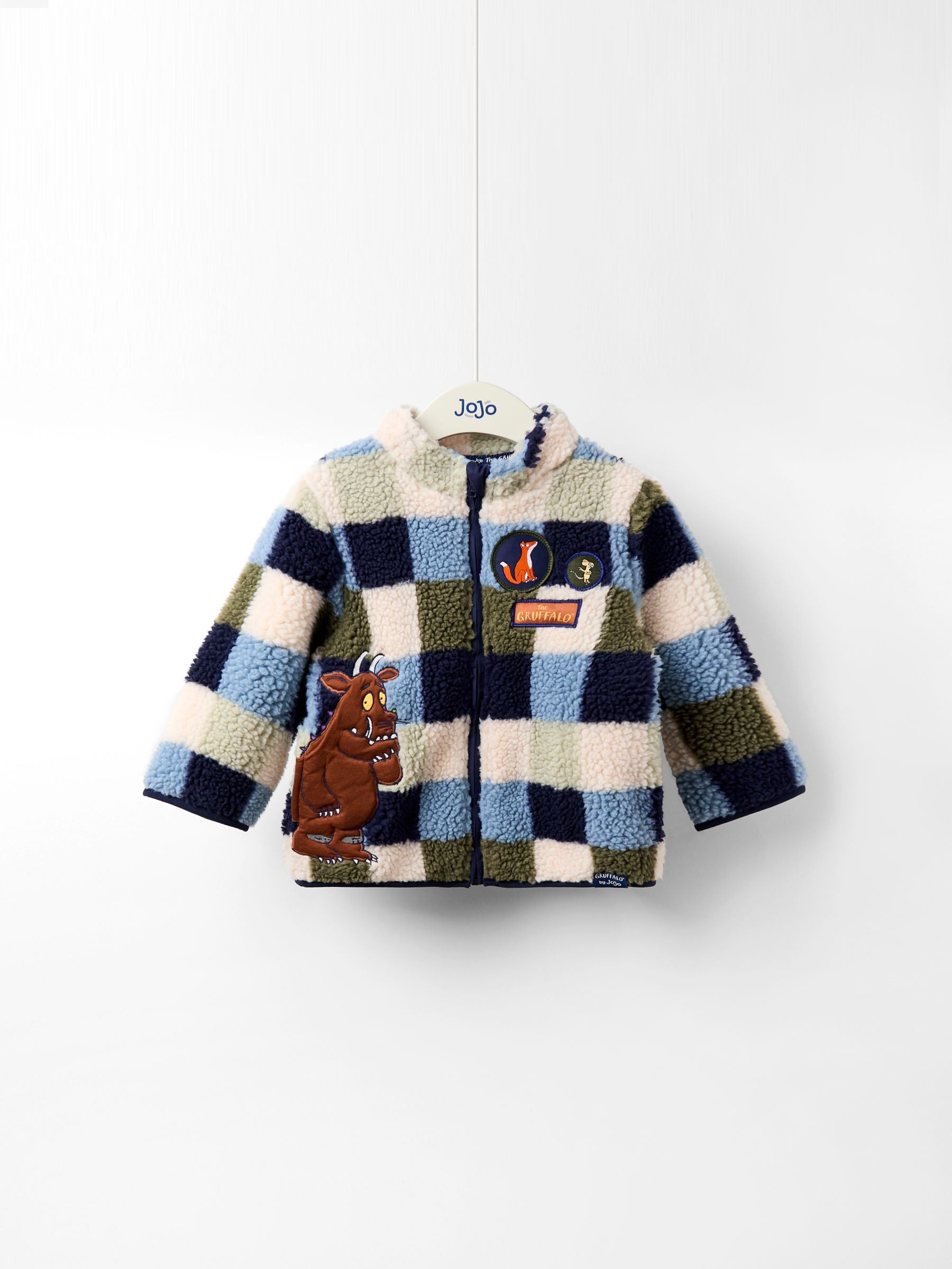 Dsiney Kidz - JoJo Maman Bébé The Gruffalo Blue Appliqué Teddy Fleece Jacket image 2
