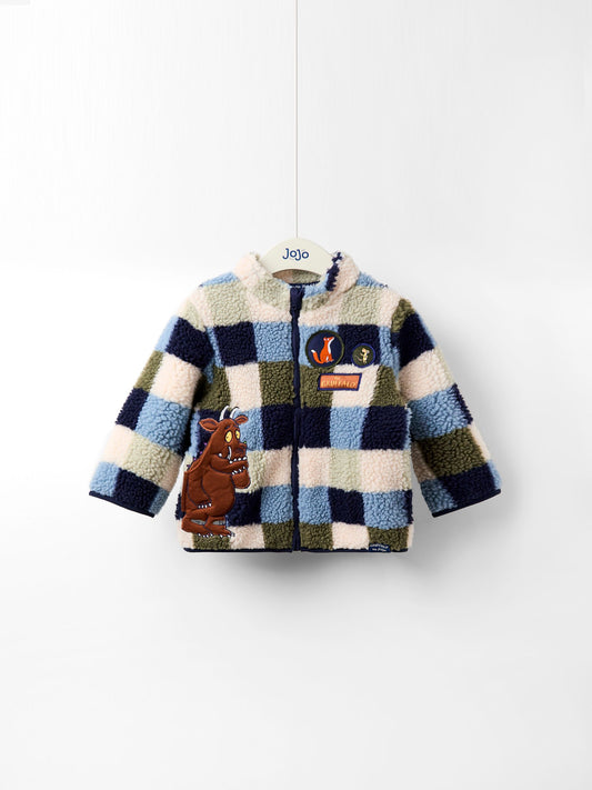 Dsiney Kidz - JoJo Maman Bébé The Gruffalo Blue Appliqué Teddy Fleece Jacket image 2