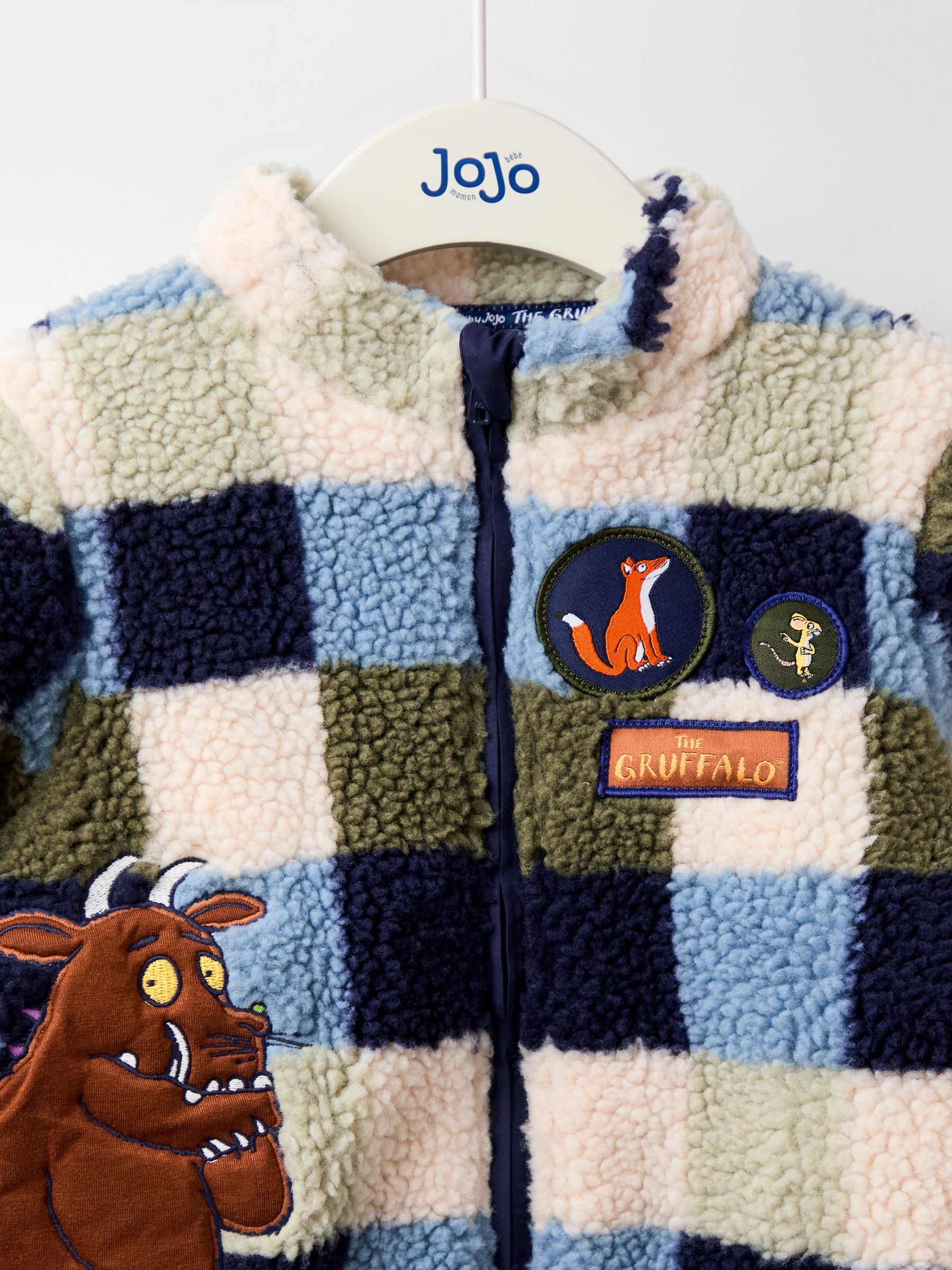 Dsiney Kidz - JoJo Maman Bébé The Gruffalo Blue Appliqué Teddy Fleece Jacket image 4