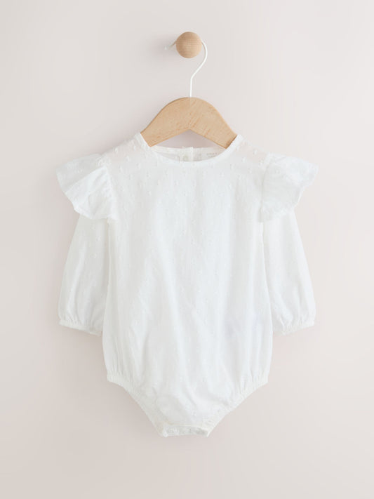 Pink/ White Baby Romper and Knitted Dungarees with Tights 3 Piece Set (0mths-2yrs)