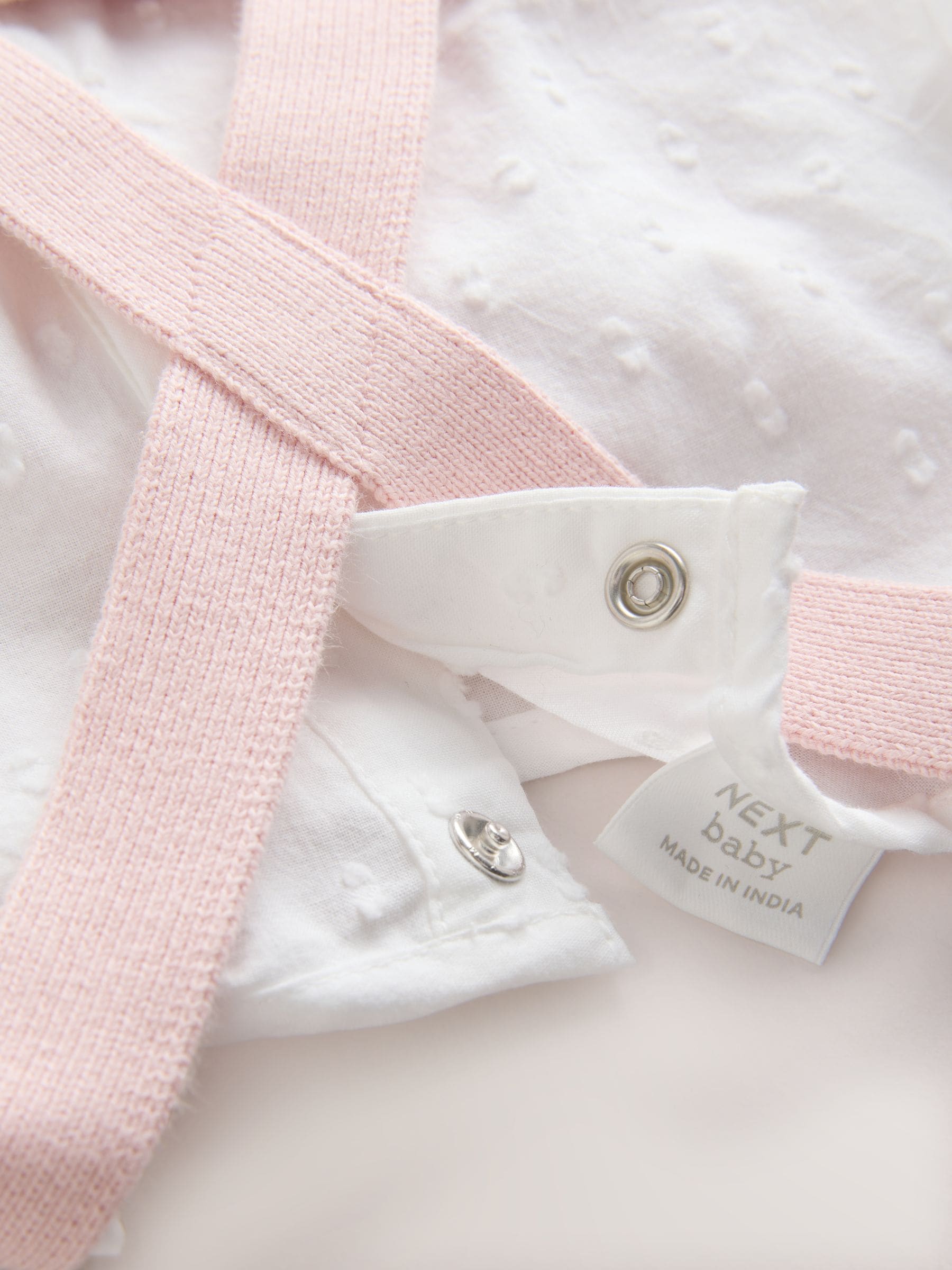 Pink/ White Baby Romper and Knitted Dungarees with Tights 3 Piece Set (0mths-2yrs) image 6