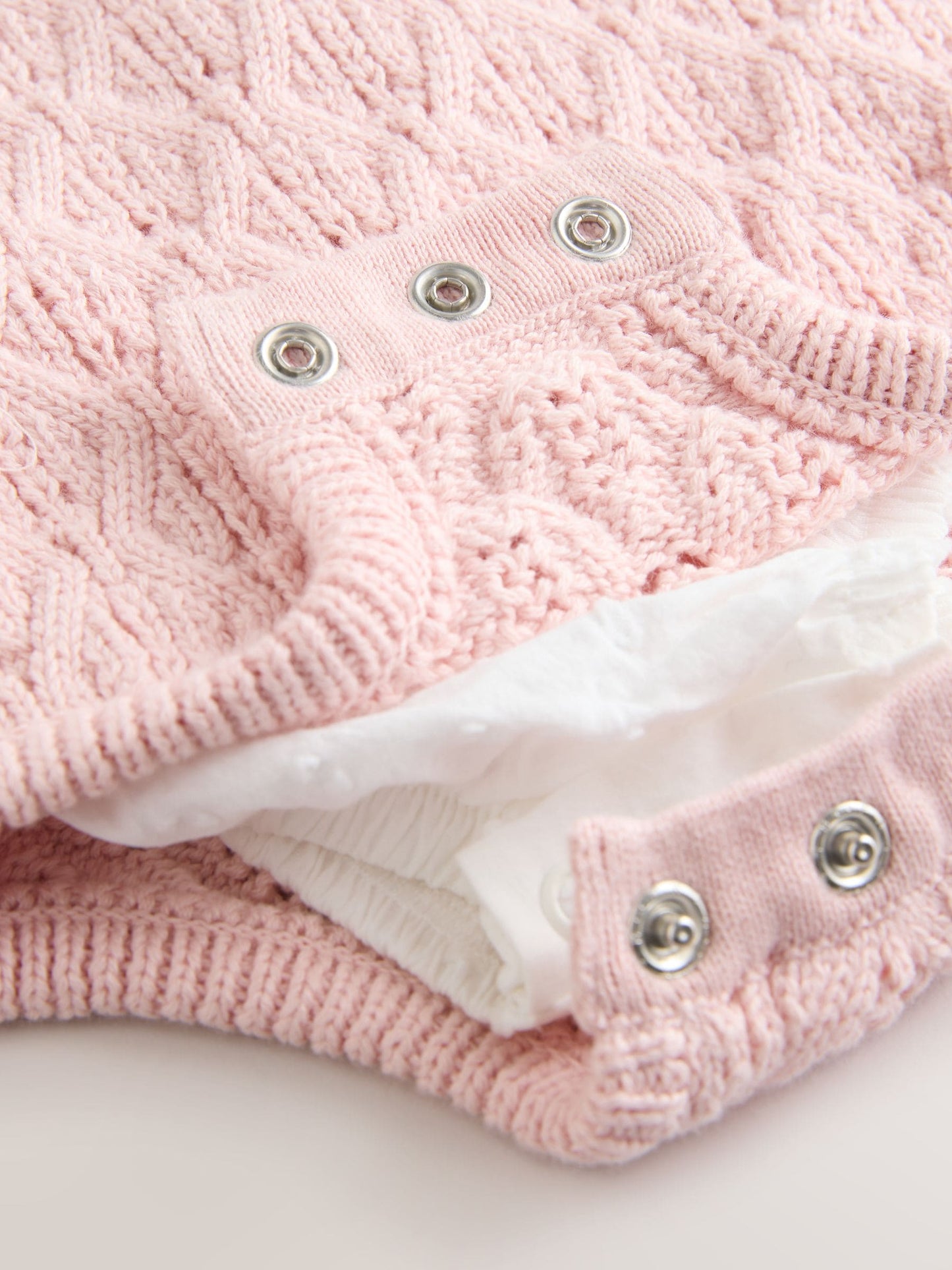 Pink/ White Baby Romper and Knitted Dungarees with Tights 3 Piece Set (0mths-2yrs)