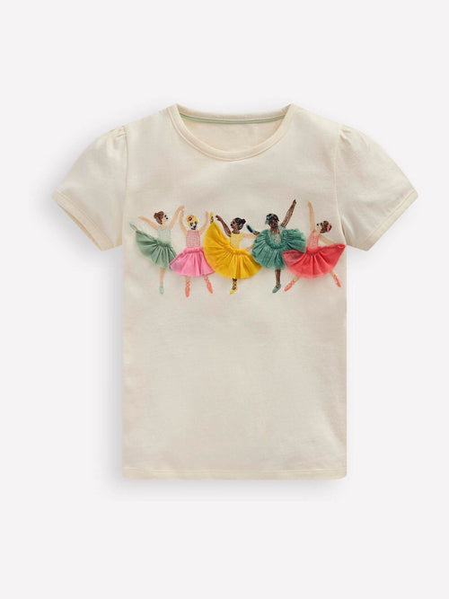 Dsiney Kidz - Boden Cream Puff Sleeve Superstitch 100% Cotton Top image 1