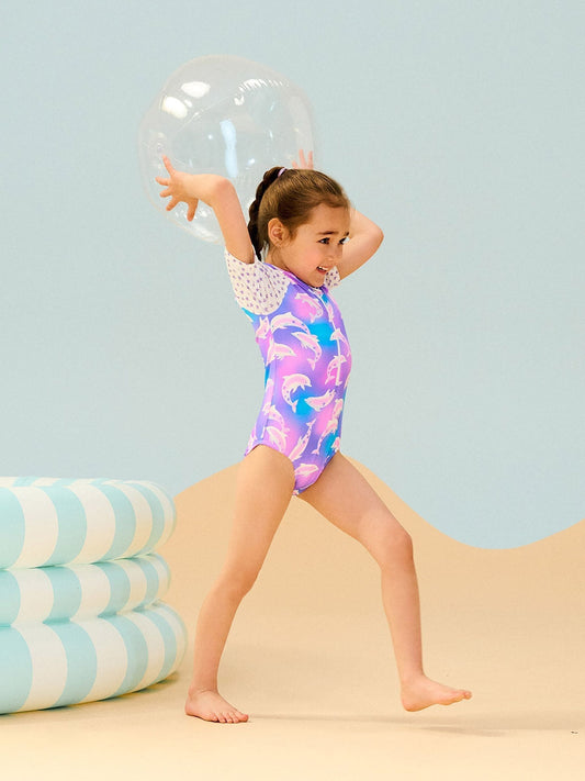 Hatley Purple Airbrush Dolphins Rash Vest 1 Piece image 1