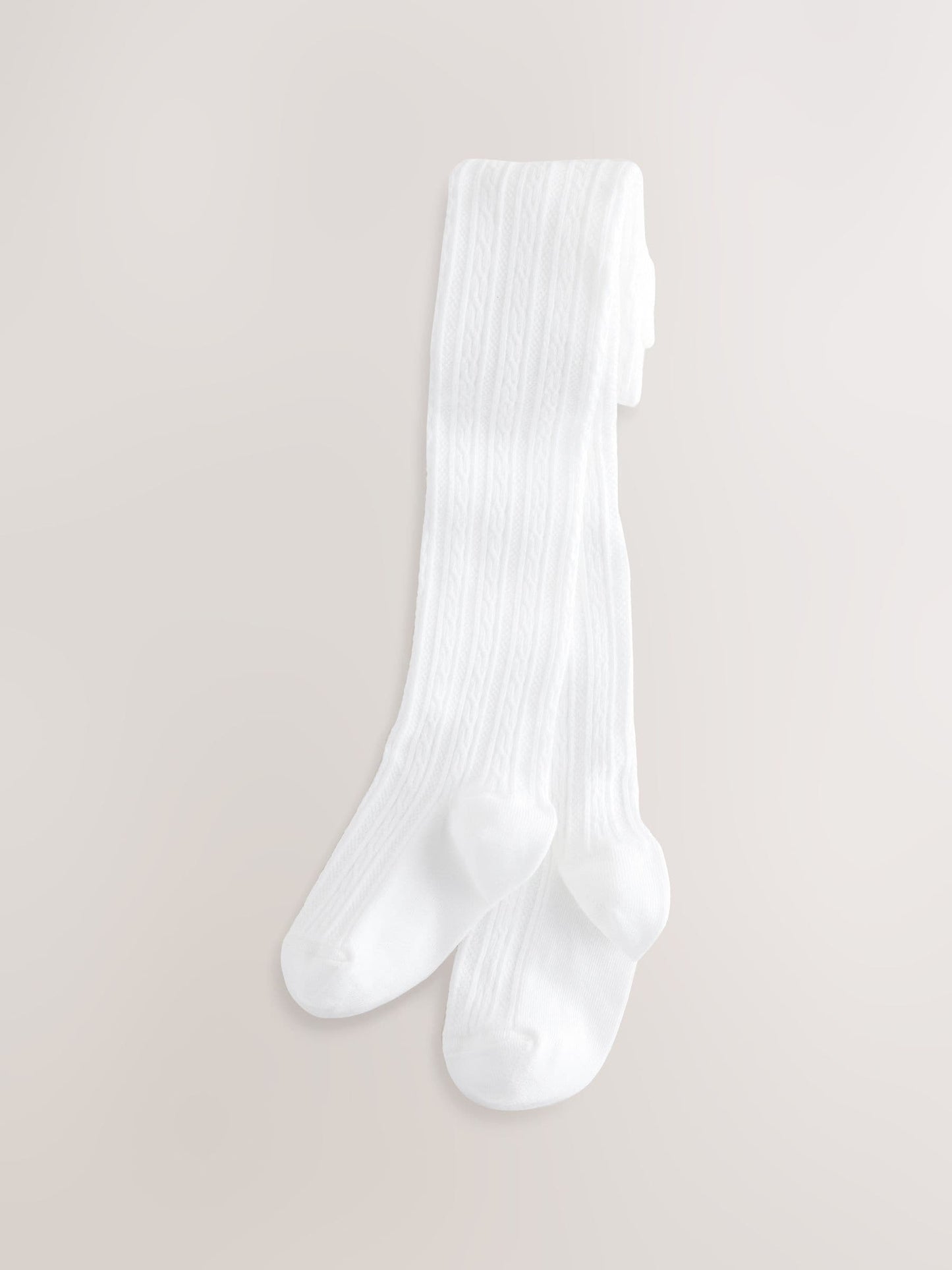 White Regular Length Cotton Rich Cable Tights image 1