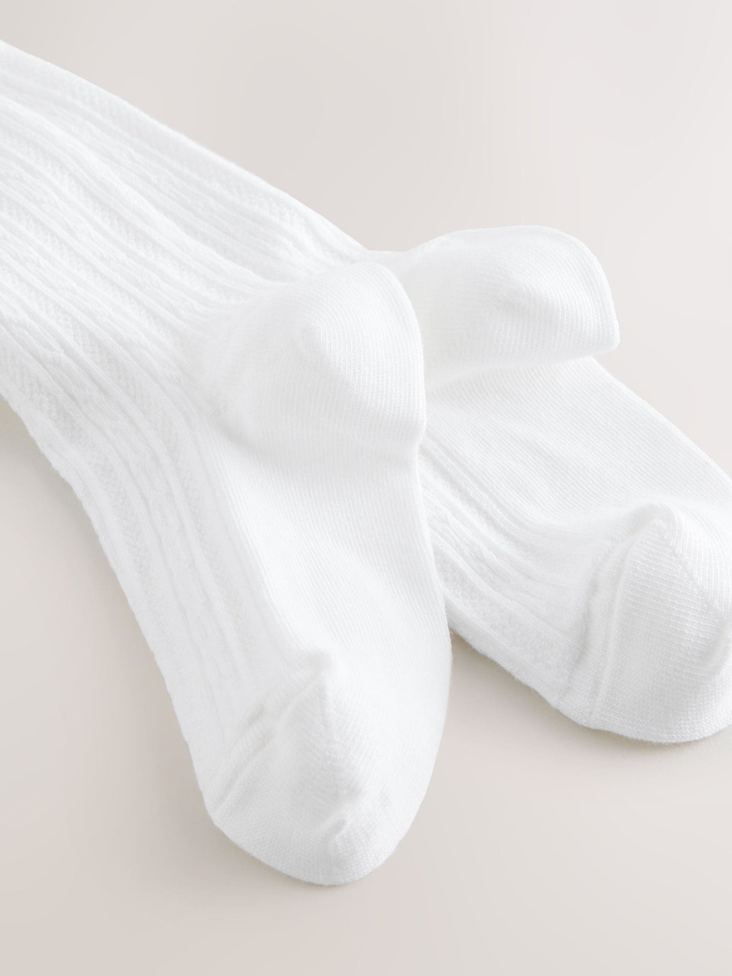 White Regular Length Cotton Rich Cable Tights image 3