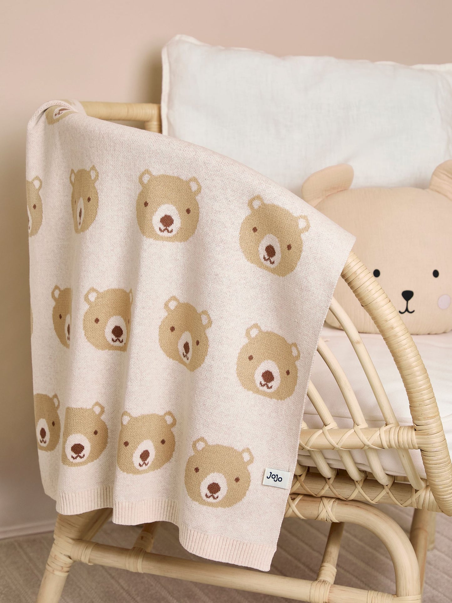 JoJo Maman Bébé Cream Bear Knitted Shawl image 1
