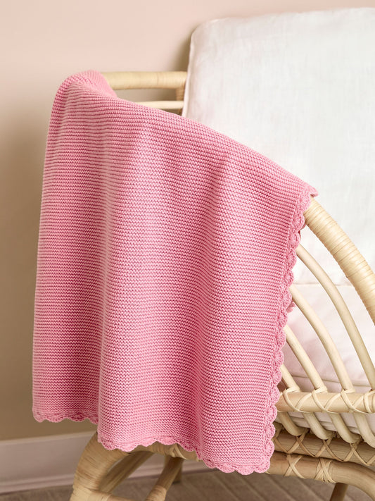 JoJo Maman Bébé Dusky Pink Scalloped Edge Blanket image 1