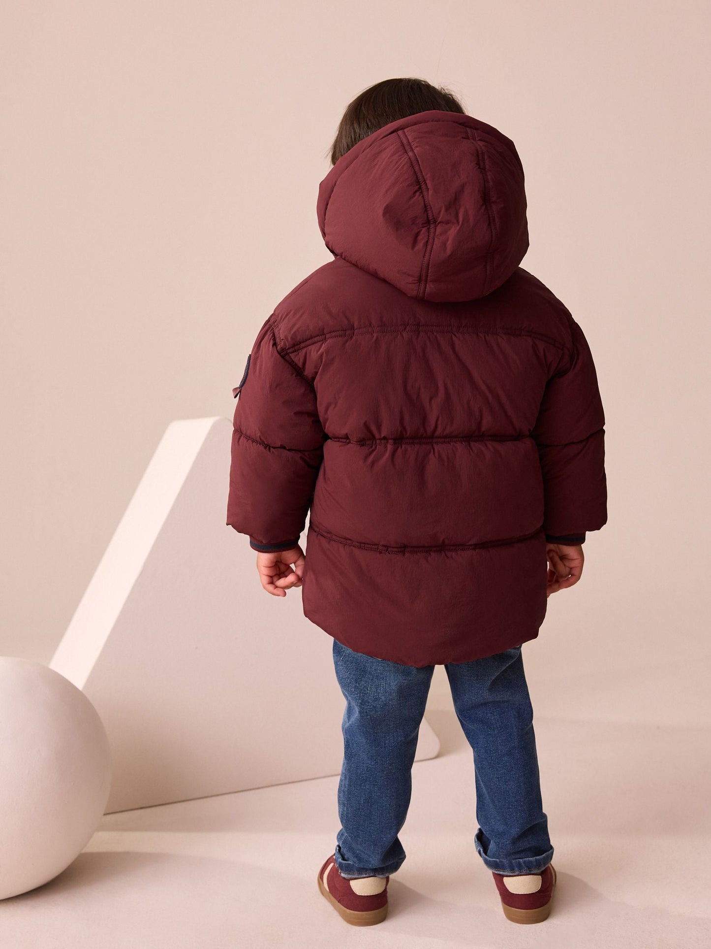 Burgundy Red Borg Lined Padded Shower Resistant Coat (3mths-7yrs)