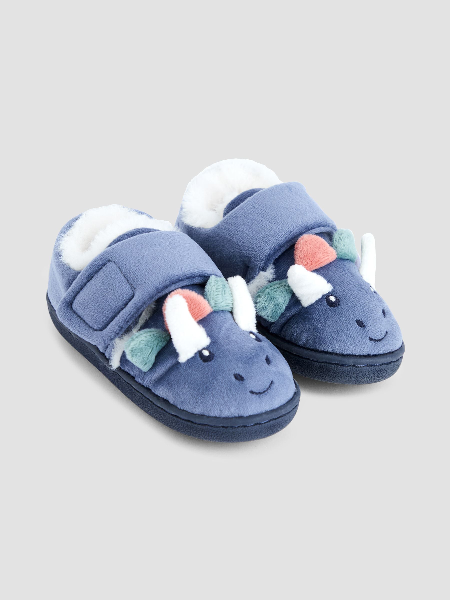 JoJo Maman Bébé Blue Dino Bear Slipper Shoe image 1