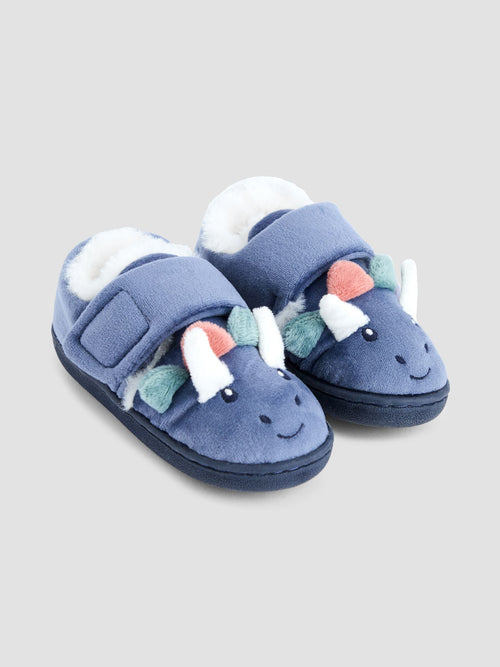 JoJo Maman Bébé Blue Dino Bear Slipper Shoe image 1