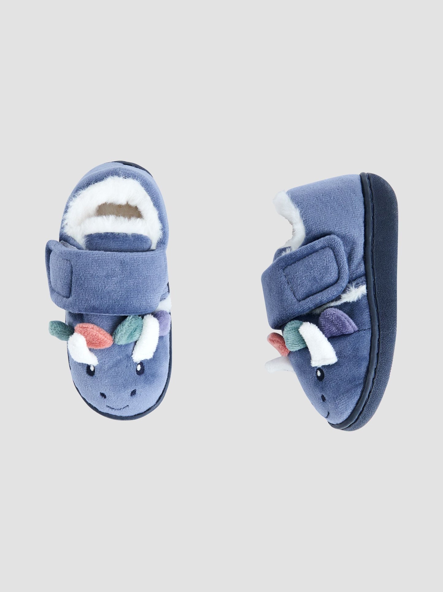 JoJo Maman Bébé Blue Dino Bear Slipper Shoe image 3