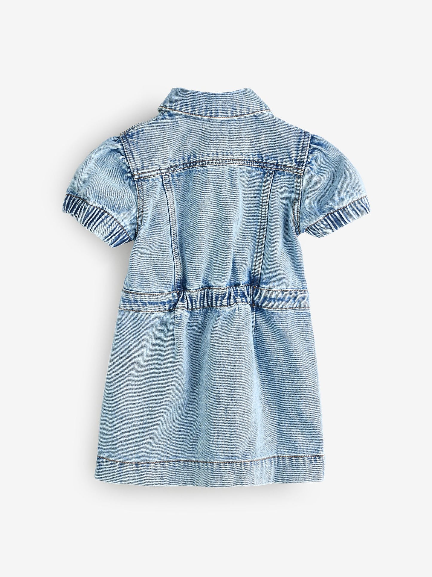Moschino Blue Logo Denim Dress With Puff Sleeves image 2