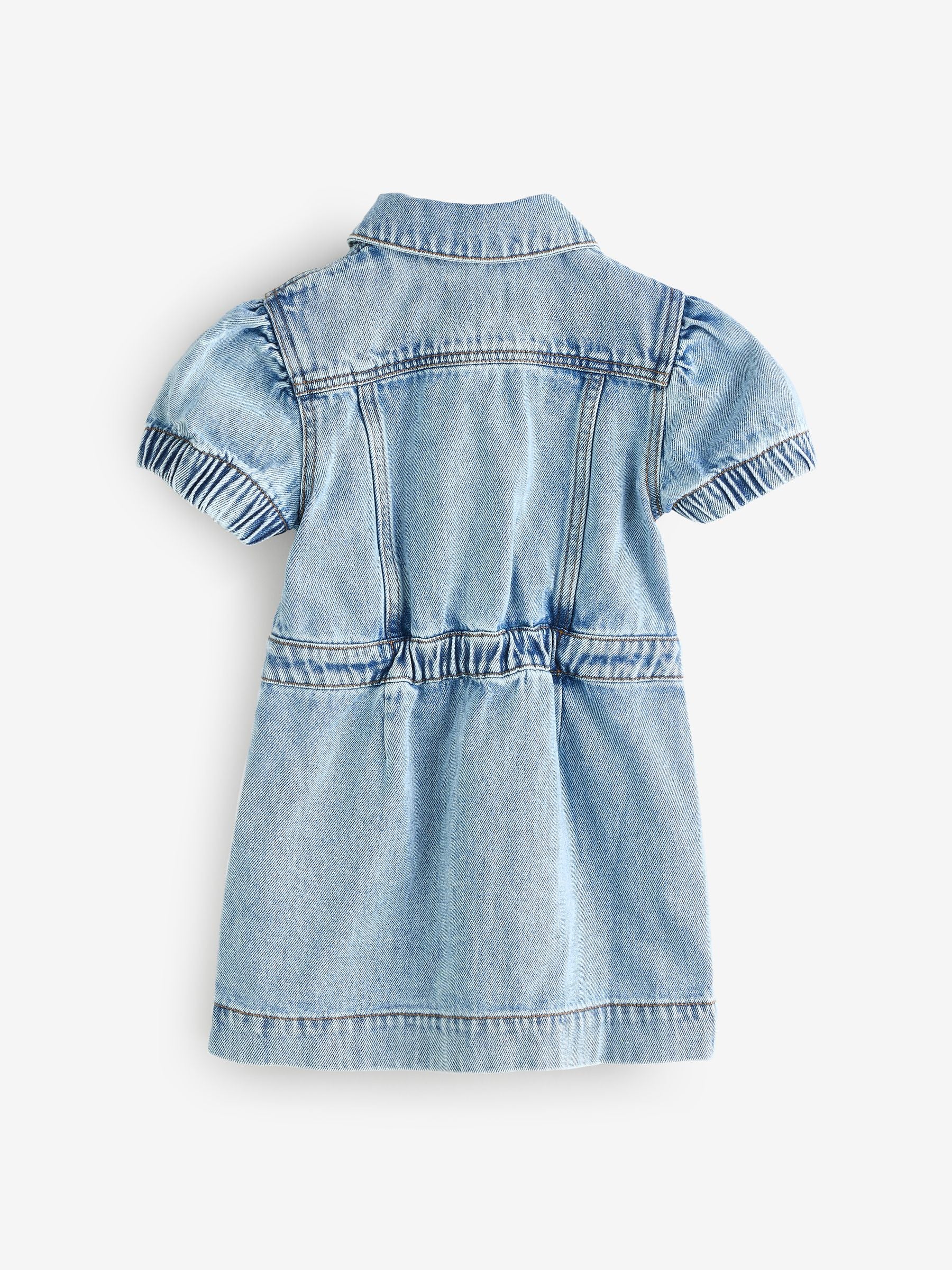 Moschino Blue Logo Denim Dress With Puff Sleeves image 2
