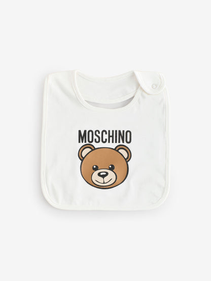 Moschino Cream Baby Logo Hat and Bib Giftset With Giftbox image 3