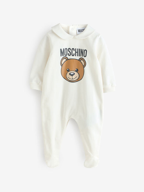 Moschino Cream Baby Logo Sleepsuit With Giftbox image 1